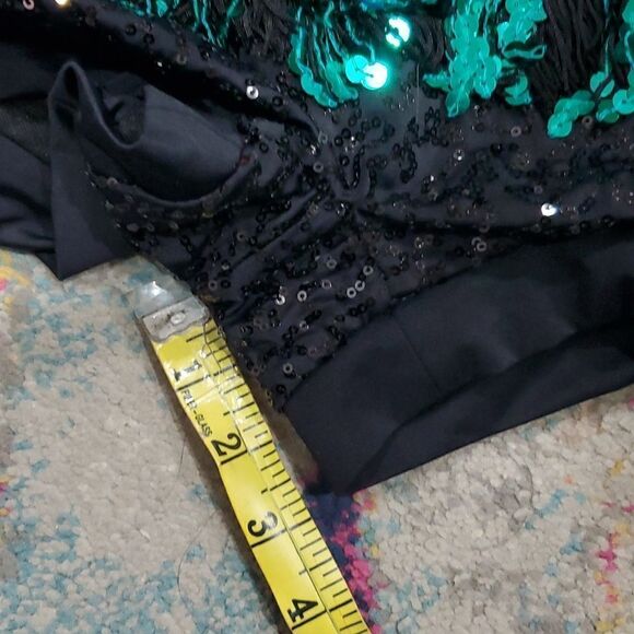 Weissman Sequin Scroll Mesh Fringe Biketard Style 10926 Size S - Picture 11 of 14